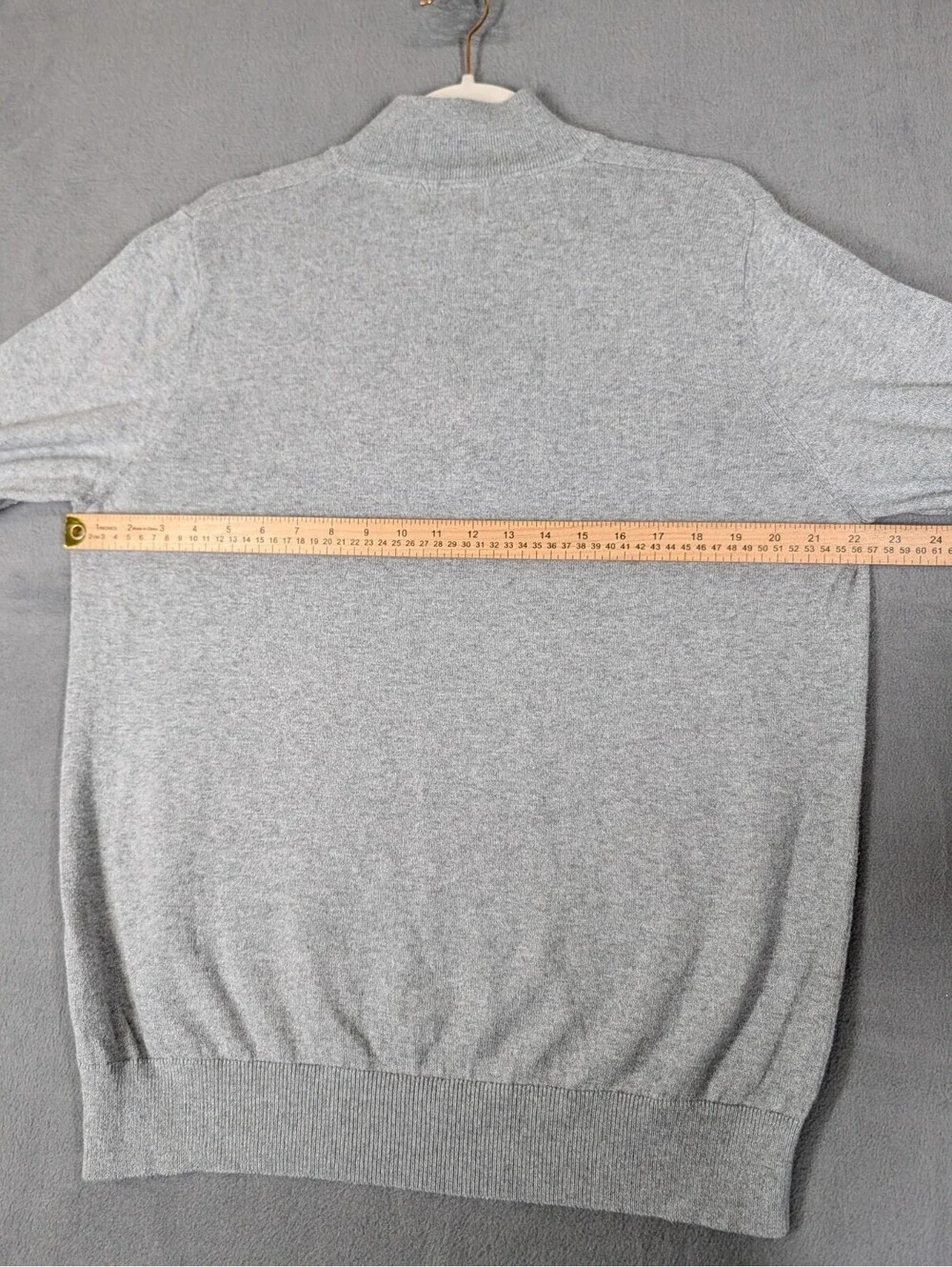 LL Bean Mens Large Gray Cotton Cashmere Quarter Zip Sweater Casual Classic Soft